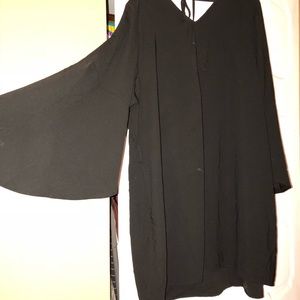 Black long bell sleeve dress